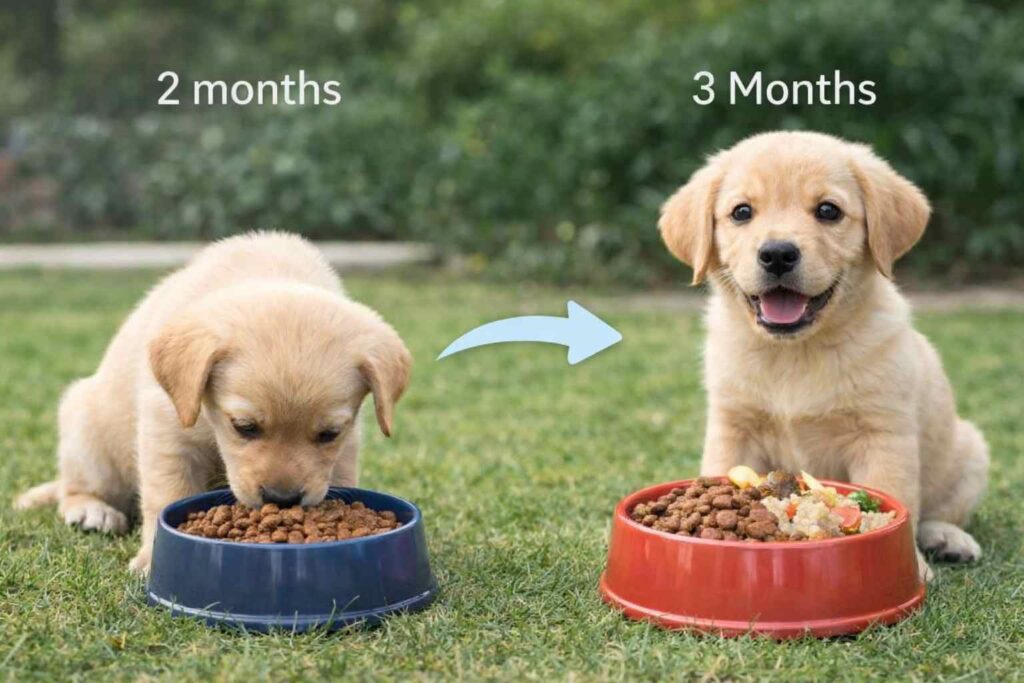 3 महीने के Puppy के लिए diet transition guide